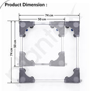 Plantex Adjustable Washing Machine Stand for Fridge/Heavy Duty Refrigerator Trolley with Lockable Wheels/8 Jack Anti-Vibration Support/180 kg Load Capacity - (Grey & Chrome)