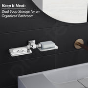 Plantex 304 Grade Stainless Steel Double Soap Holder/Soap Stand/Wall Mounted Items for Bathroom Accessories - Splash (Chrome)