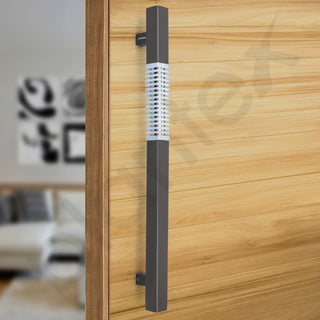 Plantex Door Handle/Stainless Steel Handle for Main Door/18 Inch Pull-Push Handle for Home/Office/Hotel - Pack of 1 (N-Black and Chrome) - 3 Years Warranty