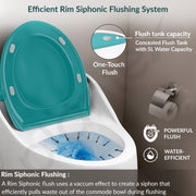 Plantex Ceramic Western Commode/Floor Mount Commode for Toilet/Rimless Siphonic One Piece Western Toilet- S Trap Outlet (White & Ocean Blue)