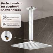 Plantex 10-Inch Ceiling Shower Arm/Stainless Steel Shower Pipe/Square Shower Arm with Flange - Pack of 1 (Chrome)