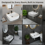 Plantex Ceramic Wall Hung Basin/Washbasin for Bathroom/Wall Mounted Wash Basin/Sink for Living Room (Vita, White)