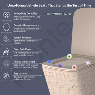 Plantex Ceramic Commode/Rimless Western Toilet/Wall Hung Commode with Soft Closing Toilet Seat Cover- P Trap - (LAS03, Khakhi)