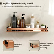 Plantex Stainless Steel Shelf for Bathroom/Multipurose Bathroom Shelf/Stand/Rack/Bathroom Organiser (18 x 5 Inch, PVD Rose Gold)