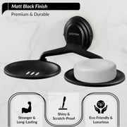 Plantex 304 Grade Stainless Steel Bathroom Double Soap Holder/Wall Mounted Soap Holder/Bathroom Accessories - Cubic (Black)