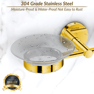 Plantex 304 Grade Stainless Steel Twin Soap Holder Stand for Bathroom and Wash Basin/Bathroom Accessories - Oreo (Gold)