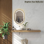Plantex LED Bathroom Mirror with 3 Tone/Designer Mirror for Living Room/Bedroom/Dressing Room - Capsule Shape (HM-002, 18 X 24 Inch)