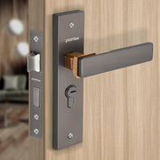 Plantex Heavy-Duty Door Lock Set - Main Door Locks Handle Set/ 6-Lever Mechanism with 3 Years of Warranty/Mortise Locks with 3 Keys, Brass Lock Body & Cylinder(8116 - Satin Black & PVD Choco)