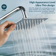 Plantex Stainless Steel Overhead Shower 6 x 6 inch with Water-Saving Technology/High pressure Rain Shower Head without Arm/Bathroom Shower -(Ultra Slim-Chrome)