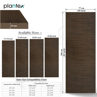 Plantex Wpc Doors For Bathroom (25 mm - Thickness)/Bathroom Door/2.5X6.75 Feet Wooden Finished Door For Home/Balcony/Office/Kitchen, Density-600 (30X81 inch, 21.5 Kg- Charcoal Oak), Brown