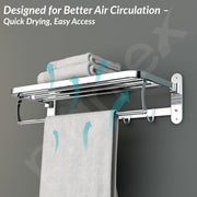Plantex 304 Grade Stainless Steel Towel Rack in Bathroom/Towel Holder in Bathroom/Cloth Hanger for Bathroom Wall/Bathroom Accessories (24 Inch) Chrome