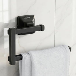 Plantex 304 Grade Stainless Steel Napkin Holder for Washbasin/Towel Hanger for Kitchen/Towel Holder/Bathroom Accessories - Squaro (Black)