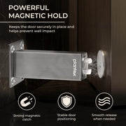 Plantex Magnetic Door Stopper/Stainless Steel Door Magnets to Hold Door/Wall Mounted Door Catcher for Wooden Door - Pack of 1 (Matt)