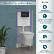 Plantex Flush Plate/Dual Flush Plate for Toilet/Mechanical Dual-Flush Plate/Water-Saving Technology â€“ Pack of 1 (4519, Black)