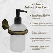 Plantex Smero Pure Brass Made Handwash Holder for Wash Basin/Liquid Soap Dispenser/Shampoo Dispenser - Contrive (Rich Antique)