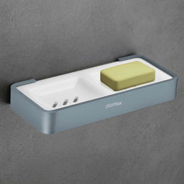 Plantex Aluminium and Acrylic Dual Soap Case/Double Soap Holder for Bathroom/Soap Stand/Bathroom Accessories - (Grey and Milky White)