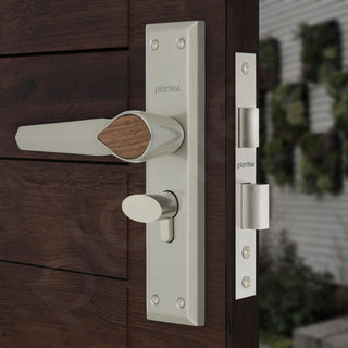 Plantex Heavy-Duty Door Lock for Main Door/Handle Lock Set/6-Lever Lock Mechanism Mortise Lock with 3 Keys, Brass Lock Body & Cylinder (PTP-07, Satin & Wood)