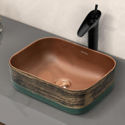 Plantex Ceramic Basin/Table Top Wash Basin for Bathroom/Designer Countertop Vessel Sink Basin - Indo-European Collection (16 x 12 x 6 Inch)