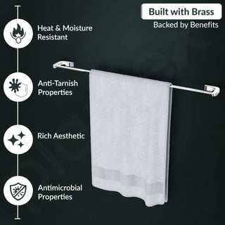 Plantex Smero Pure Brass Single Towel Rod/Towel Hanger for Bathroom/Towel Stand/Holder/Bathroom Accessories - Aqua(Chrome)