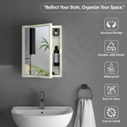 Plantex Bathroom Cabinet with Mirror/ABS Bathroom Storage Organiser/Multipurpose Bathroom Shelf/Wall Mount Mirror Cabinet for Wash Basin (14x18 Inch, Ivory)