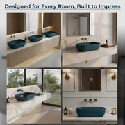 Plantex Wash Basin for Bathroom/Ceramic Basin/Rectangle Tabletop Basin/Hand Washbasin for Home/Restaurant - (18 x 13 x 5 inch -Pine Blue)