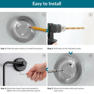 Plantex Towel Ring for Wash Basin/Towel Hanger for Wash Basin/Napkin Holder for Bathroom/Towel Hanger/Bathroom Accessories (Black Half Square)