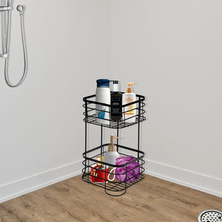 Plantex Heavy Steel Multipurpose Bathroom Corner Shelf/Storage Rack/Organizer For Living Room/Kitchen/Bathroom Accessories - Countertop (Black, Powder Coated)
