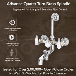 Plantex Wall Mixer for Bathroom 3 in 1 with Water Saving Aerator/Mixer Tap for Bathroom with L-Bend Provision for Overhead Shower and Hand Shower-7 Year Warranty- (LEA-719-Chrome)