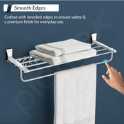 Plantex 304 Grade Stainless Steel 24 inch Towel Rack /Rod for Bathroom/Towel Bar/Towel Hanger/Towel Storage for Bathroom - Crystal (Chrome)