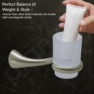 Plantex Smero Pure Brass Tooth Brush Holder/Tumbler Holder/Toothpaste Holder/Bathroom Accessories - Effect (Satin Matt)
