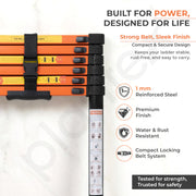 Plantex 2.7m (8.85 ft.) Telescopic Ladder/Carbon Steel 7-Steps Portable & Compact Ladder/Foldable Multipurpose Collapsible Ladder for Home & Outdoor Use - (Orange)