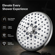 Plantex ABS Shower Head For Bathroom/Overhead Shower Without Arm/8 Different Modes Shower Head/Rain Shower Head For Bathroom - (Chrome)