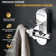 Plantex Robe Hook for Bathroom/Pure Brass Clothes Hanging Hook/Hook for Wall/Bathroom Accessories - Pack of 1 (APS-GIA-04, Chrome)