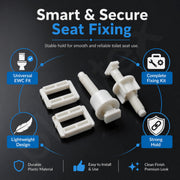 Plantex Toilet Seat Cover Hinges/Plastic Screw Kit for Toilet Seat Cover Repair/Fixing Kit for EWC Models/Plastic Seat Cover Fixtures - (White)