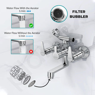 Plantex Pure Brass Telephonic Wall Mixer with Crutch Arranging of Hot & Cold Water with Water Saving Nozzle for Bathroom with Brass Wall Flange -(LEA-717-Chrome)