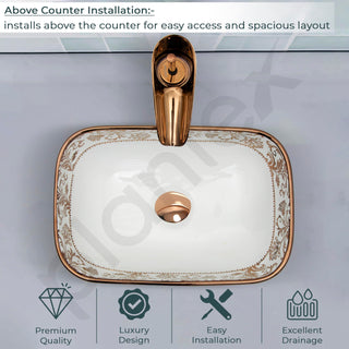 Plantex Ceramic Basin for Bathroom/Table Top Ceramic Wash Basin/Washbasin for Bathroom (14 x 10 x 5 Inch)