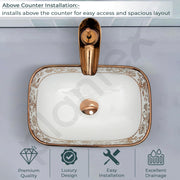 Plantex Ceramic Basin for Bathroom/Table Top Ceramic Wash Basin/Washbasin for Bathroom (14 x 10 x 5 Inch)