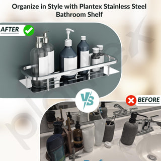 Plantex Stainless Steel 304 Bathroom Shelf for Wall/Bathroom Racks and Shelves/Bathroom Organizer & Accessories/Kitchen Rack/Kitchen Shelves- Pack of 2 (15X5 Inches-Chrome Finish)