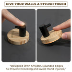 Plantex Wooden Wall Hanging Hook/Round Self Adhesive Robe Hooks for Kitchen/Bathroom/Bath Towel Hook/Stylish Home Decor Items - Pack of 4 (Black Wooden)