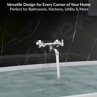 Plantex Pure Brass Wall Mixer Non Telephonic/Mixer Tap for Bathroom with Brass Wall Flange & Teflon Tape/Bathroom Mixer Tap-(AQ-1416-Mirror Chrome)