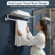 Plantex 304 Grade Stainless Steel Towel Rack for Bathroom/Towel Stand/Hanger/Bathroom Accessories - Pack of 1, Squaro (24 inch - Chrome)