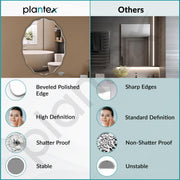 Plantex Frameless Oval Mirror for Wall/Mirror with Beveled Smooth Edges/Mirror for Bathroom/Dressing Room/Living Room/Bedroom/Entryway - (18 X 24 Inch)