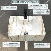 Plantex Wall Mount Wash Basin for Bathroom/Designer Ceramic Small Washbasin/Rectangle Countertop Wash Basin/Home/Office (16 x 12 x 4.5 Inch)