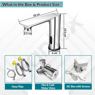 Plantex Brass Sensor Tap for Wash Basin with Brass/Touchless Basin Faucet/Electronic Pillar Tap for Wash Basin-(Chrome)