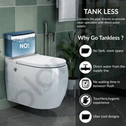 Plantex Ceramic Wall Mount Western Commode/Rimless Washdown Commode for Toilet Seat/Round Tankless Smart Push Flush Toilet - P Trap Outlet (White)