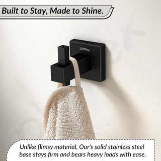 Plantex Stainless Steel Robe Hook for Bathroom/Door Hanger Hook/Wall Towel Hook/Bathroom Accessories - Pack of 1, Aqua (Black)