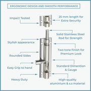 Plantex Stainless Steel 4 inch Tower Bolt/Tower Bolt for Home/Offices Doors and Windows/Tower Bolt for Main Door/Door Latch/Kundi/Chitakini/Door Latch for Windows (Chrome, Pack of 4)