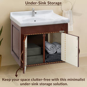 Plantex Unbrekable Bathroom Vanity Cabinet & Washbasin Set/Washbasin with Cabinet/Basin Cabinet for Bathroom with Mirror (Brown)