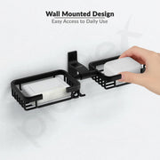 Plantex Aluminum Bathroom Dual Soap Holder with Hook/Soap Stand/Soap Dish/Bathroom Accessories - Black