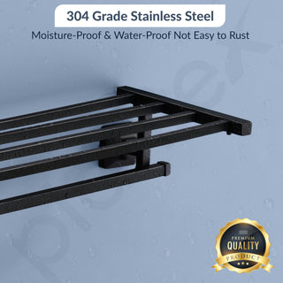 Plantex 304 Grade Stainless Steel 24-inch Bathroom Towel Hanger/Towel Rack/Towel Stand/Holder/Bathroom Accessories - Squaro (Black)